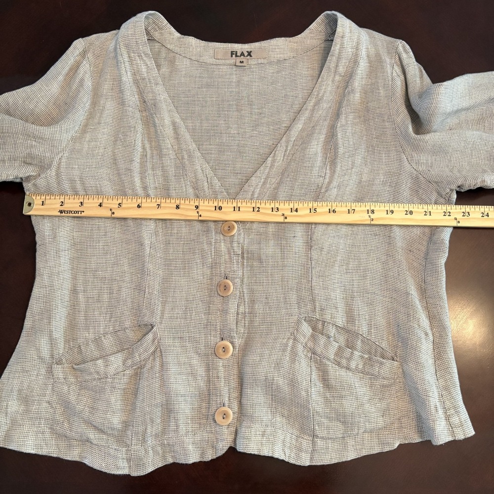 FLAX 100% Linen Button Front Cardigan M Oversized Lagenlook Minimalist Layer - Picture 9 of 10